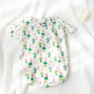 Lightweight summer pet vest featuring dinosaur ice cream print and back D-ring