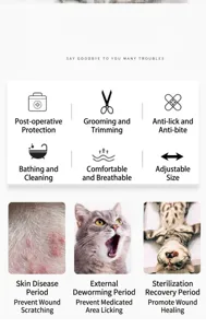 Detailed features of waterproof breathable pet Elizabethan collar for post-op care