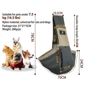 BIBICUTE portable crossbody pet carrier bag for cats and small dogs with dimensions