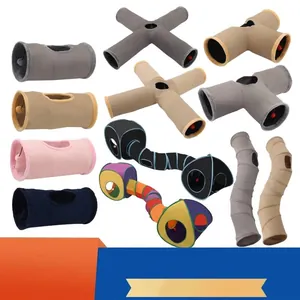 Foldable Suede Cat Tunnel Toy With Hanging Ball Interactive Pet Play Tube For Indoor Cats Kittens Multi-Way Animal Passage