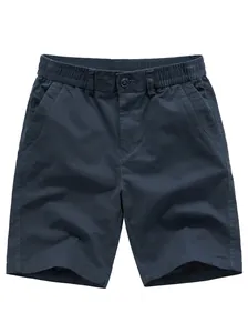 Short d'été décontracté pour homme bleu marine avec taille élastique et bouton
