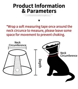 Illustration showing how to measure pet neck circumference and collar depth