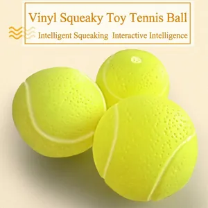 Balle de Tennis Sifflante pour Chien Jaune Fluorescent Jouet Interactif en Vinyle Durable pour Entraînement et Mastication Chiens