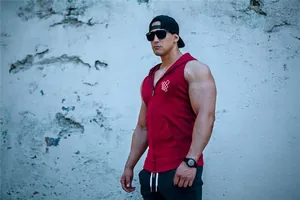 Men's quick-dry hooded fitness tank top for intense bodybuilding and gym workouts