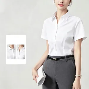 Chemisier Femme Coupe Slim Col Carré Col en V Manches Courtes Longues Coton Polyester Couleur Unie Bureau Décontracté