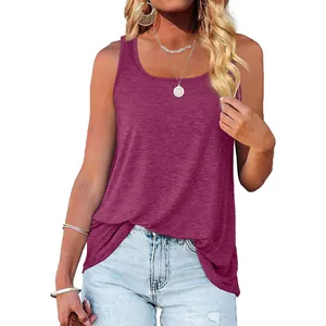Close-up of summer sleeveless square neck tank top in elegant plum purple color