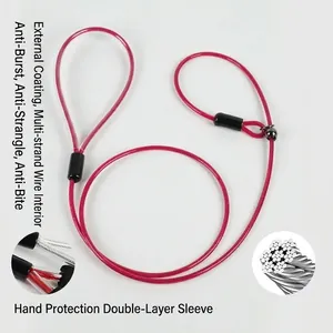 Heavy duty anti-bite steel wire dog leash with protective coating and P-chain design