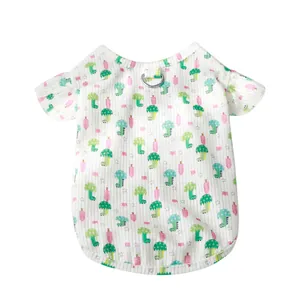 Summer thin pet vest for small dogs and cats with cute dinosaur pattern and D-ring.