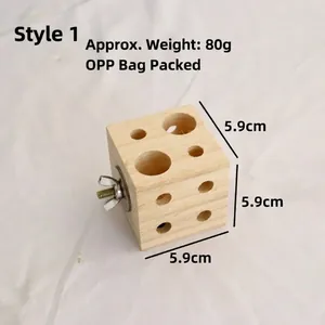 Holz Vogelspielzeug Würfel mit Löchern für mittelgroße Papageien, 5.9cm Kantenlänge
