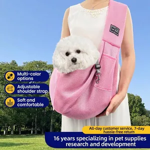 Breathable Mesh Pet Sling Carrier Bag Adjustable Padded Strap Polyester Single Shoulder Travel Tote For Small Dogs And Cats