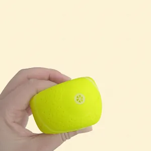 Balle couinante en vinyle pour chien, surface texturée pour nettoyage dentaire et entraînement.