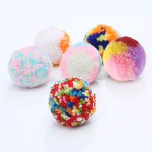 Colorful soft yarn pom-pom balls for cats interactive play and self-entertainment
