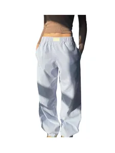 Sommerliche gestreifte Damen-Hose mit hoher Taille und weitem Bein im Casual-Look