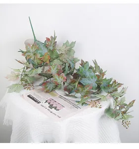 Artificial maple leaf vine with berries for Thanksgiving and autumn festival wall decor