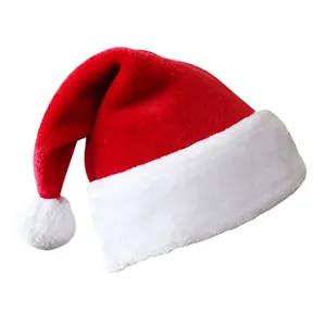 Cappello di Babbo Natale classico in peluche rosso e bianco per decorazioni natalizie festive