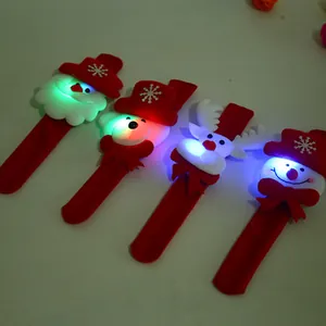 Christmas LED Slap Bracelets Flannel Glow Wristband Santa Claus Snowman Bear Slap Bands For Holiday Party Favors Kids Gifts