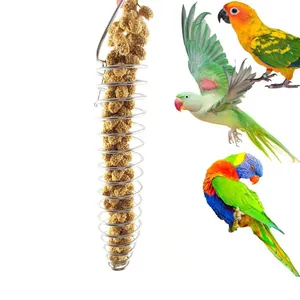 Edelstahl Papagei Futtersuche Spielzeug Spirale Vogelfutterhaus Hängende Obst Gemüse Halter Metall Vogelkäfig Spielzeug Für Papageien Vögel Zubehör