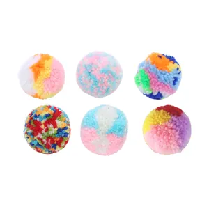 Set of 6 colorful soft plush yarn ball toys for cats to play interactive and fetch