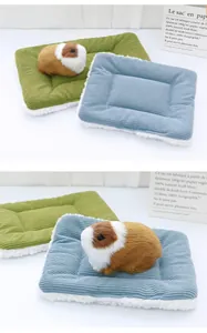Soft plush reversible mat for hamsters and rabbits, comfortable corduroy pet bed.