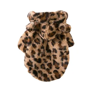 Giacca invernale in pelliccia sintetica leopardata per piccoli cani e gatti domestici