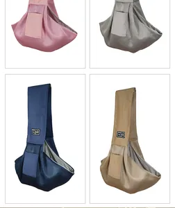 Four breathable mesh pet carrier slings in different colors for cats and dogs.