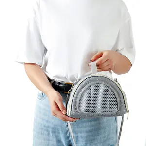 Portable grey polka dot small pet carrier bag for hamsters hedgehogs and sugar gliders