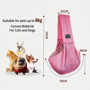 Breathable pink mesh pet sling carrier for small dogs and cats up to 6kg weight