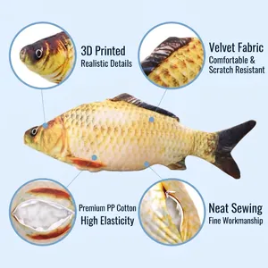Realistic 3D printed plush fish toy for cats with catnip and soft cotton filling