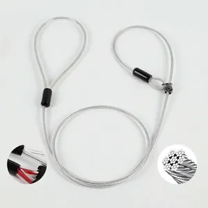 Close-up detail of heavy-duty steel wire P-chain dog leash with clear protective coating