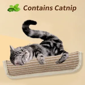 Durable jute cat scratching pillow with catnip for biting teething and boredom relief