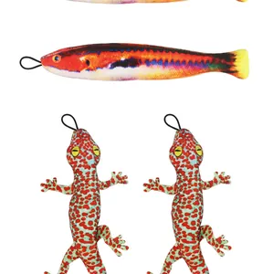 Interaktive Plüsch-Katzenangel-Ersatzköpfe mit bunten Fisch- und Gecko-Motiven