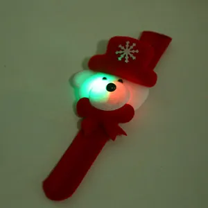 LED glowing Christmas bear slap bracelet with red hat and snowflake for holiday party