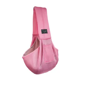 Pink breathable mesh pet sling carrier bag for small dogs and cats travel outdoors
