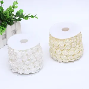 Two spools of 10mm ABS rose shaped pearl bead strands for DIY wedding and party decor