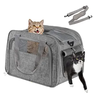 Portable Pet Carrier Bag Breathable Mesh Cat Dog Travel Shoulder Tote Foldable Airline Approved Soft Sided Cage For Small Animals
