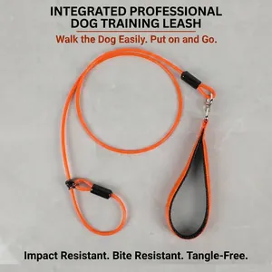 Professional P-Chain Training Dog Leash Heavy Duty Steel Wire Core PVC Coated Bite Resistant Slip Lead for Medium Large Dogs