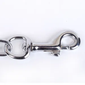 Durable chrome-plated metal dog leash bolt snap clip with heavy-duty twisted chain