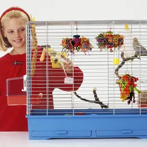 Colorful parrot shredding toys set for bird cage with colorful shredder paper and beads