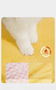 Macro detail showing thick and soft yellow fleece texture for cozy pet bed