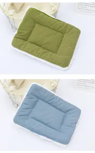 Detail of double-sided corduroy and fleece pet mats for hamsters and small pets.
