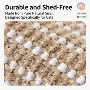 Close-up of woven natural sisal fabric texture for durable cat scratching pads