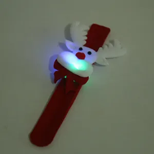 Festive Christmas light-up reindeer slap bracelet with colorful LED glow for holiday party