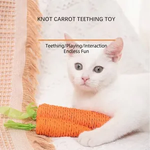 Durable woven paper rope carrot teething toy for cats to play and relieve boredom