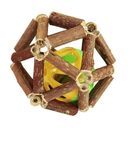 Natural silvervine stick cage ball with an internal colorful plastic bell for cats