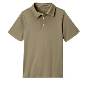 Classic khaki kids short sleeve polo shirt made of comfortable fabric for daily wear