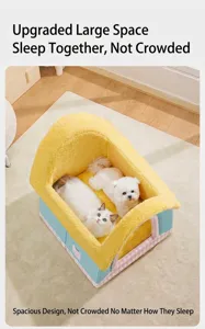 Spacious luxury enclosed pet house for cats and dogs with soft cozy plush interior
