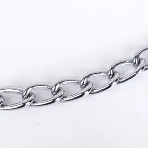 High-strength silver metal dog leash chain with twisted iron links for pets