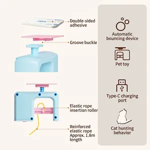 Jouet yoyo électrique automatique pour chat avec corde de 1,8 m et port de type C