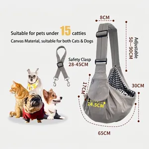 Atmungsaktive Canvas-Tragetasche für kleine Hunde und Katzen mit verstellbarem Gurt