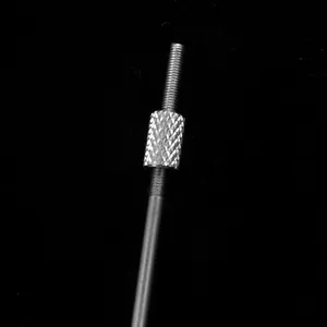 Stainless steel fruit fork toy for parrots and chinchillas with a knurled screw nut.